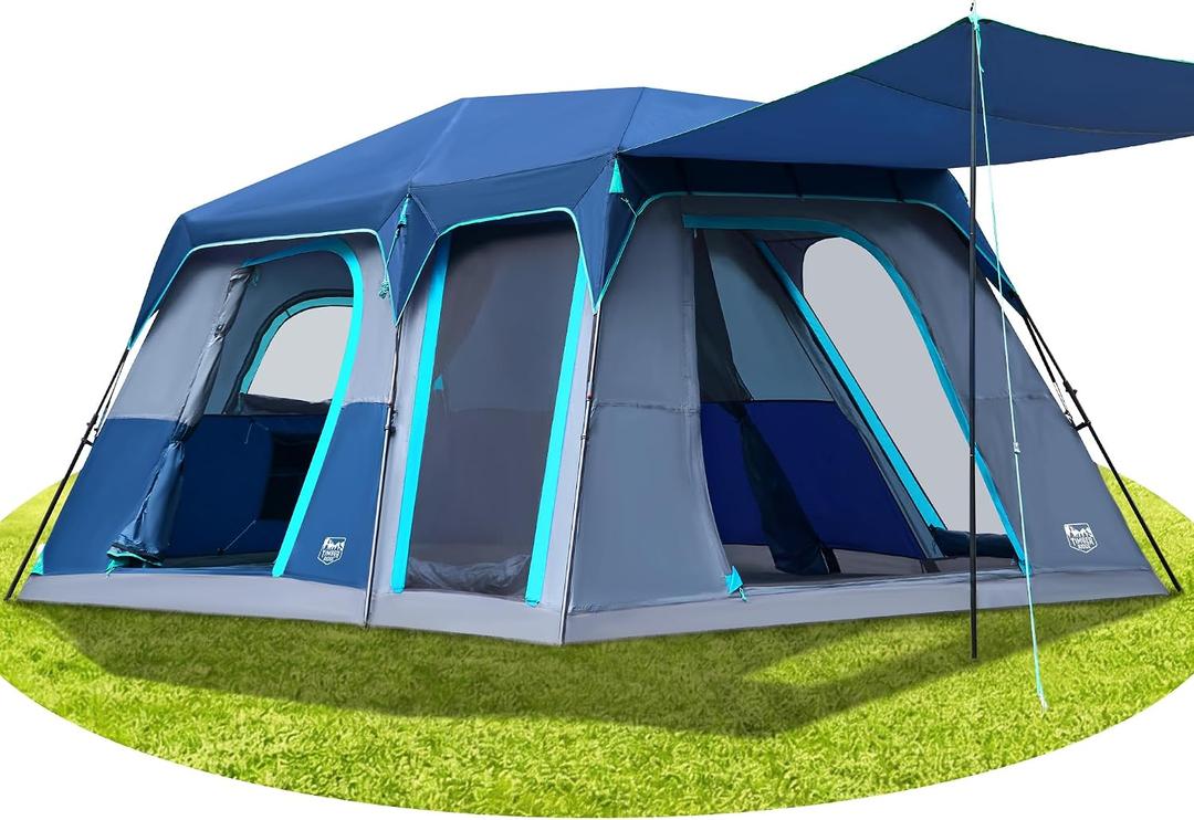 TIMBER RIDGE 10 Person Instant Cabin Tent for Camping, Setup in 60s, Blue, 10 Person