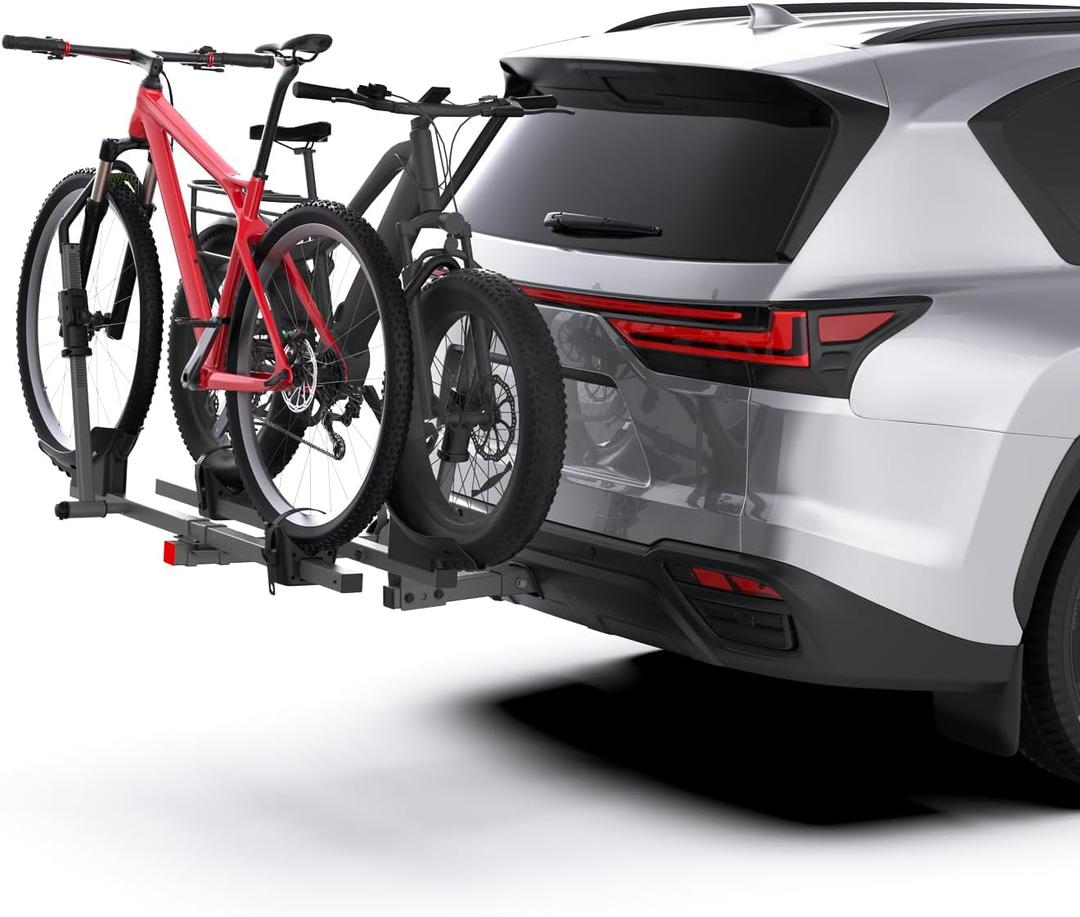 Hitch Bike Rack for Car, 200 lbs Capacity Heavy-Duty E-Bike Carrier, Tilting Foldable Design with Anti-Theft Lock, Fits 2" Receiver, for SUV, Truck, RV