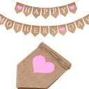 GCQQ Happy Mother's Day Banner, NO DIY Mothers Day Banners, Burlap Happy Mother's Day Banner for Fireplace, Mantle, Classroom, Office