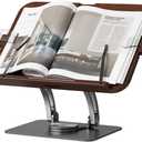 Adjustable Book Stand with 360 Swivel Base, Foldable Cookbook Stand for Recipe Books, Laptops, Textbooks
