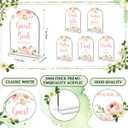 6 Pcs Baby in Bloom Shower Decorations, Baby Shower Sign, Newborn Gifts, Cards and Gifts Signs, Modern Arched Acrylic Table Top Signs With Stand for Birthday Party Decorations (Clear Pink Flower)