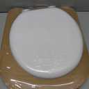 Mayfair Padded Toilet Seat, Cushioned Soft Vinyl over Wood Core Seat, Secure Hinges, Easy Clean, Made in USA, Round, White