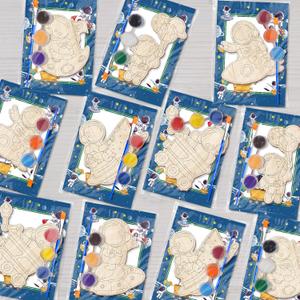 SYUCVQI 12 Pack Space Party Favors Astronaut Wood Painting Craft Kits, Astronaut Party Supplies - Coloring Astronaut Wooden Cutout for Space Theme Birthday Party School Goodie Bag Stuffers