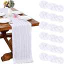 6 Pack White Cheesecloth Table Runner 10FT Boho Gauze Cheese Cloth Fabric Table Runner 35 x 120 Inch Rustic Sheer for Holiday Wedding Decor Baby Shower Party Decoration