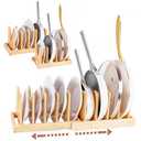 Pot and Pan Organizer for Under Cabinet – Bamboo Pot Lid Organizer for Cabinet with Magnetic Lock, Expandable 2-in-1, Adjustable Dividers, Non-Slip Base for Cutting Boards, Cookie Sheets, Bakeware