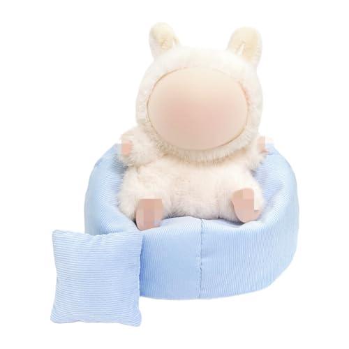 Handmade Bean Bag Chair for Doll Seat, Sofa Table Dispaly Accessories for 15-17cm Dolls (Light Blue)