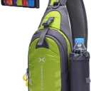 Peicees Chest Crossbody Sling Backpack Bag Travel Bike Gym Daypack for Women Men (Medium, Green)