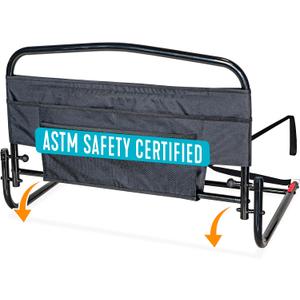 Stander 30inch Safety Bed Rail with Padded Pouch, Folding Guardrail for Adults, Seniors, and Elderly, Bedside Stand Assist Bar, Fits King, Queen, Full, and Twin Beds, ASTM Safety Approved Bedrail