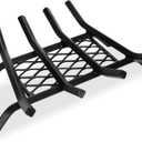 Goods 14-inch Fireplace Grate with Ember Retainer - 1/2” Heavy Duty Cast Iron - Heat Treated for Hottest Fires - Retainer for Cleaner More Efficient Fire - Heavy Duty Welds