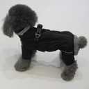 Winter Waterproof Dog Snowsuit  Full Body Outdoor Jacket with Leash Ring, Fleece Lining, Windproof Reflective 4-Leg Dog Coat for Small to Large Dogs Black 3XL (3XL (Back Length 21.5"))