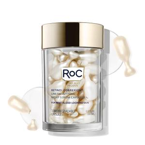 RoC Retinol Correxion Anti-Aging Wrinkle Night Serum, Retinol Serum for Face, Daily Treatment for Fine Lines, Post Acne Scars, 30 Capsules, Unscented, 0.35 Fl Oz