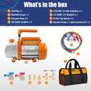 BACOENG 3.6CFM 1/4HP AC Vacuum Pump and Gauge Set, HVAC Vacuum Pump Kit for AUTO Air Conditioning System, Manifold Gauge Set for R134a R12 R410a Refrigerants - w/ R134a Can Tap and Quick Couplers