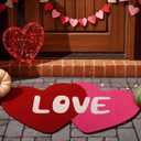 Breling Valentine's Day Natural Coir Doormat Double Heart Shaped Welcome Mat Pink Red Love Welcome Floor Mat 30 x 16.9 Inch Non-Slip Entrance Door Rugs for Outdoor Indoor Home Bathroom Decor
