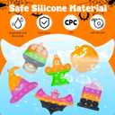 Halloween Party Favors for Kids,24 Packs Mini Pop Fidget Toys with Novelty Cards, Bulk Trick or Treat Keychain for Toddler Teen Age 3-8,8-12,Halloween Goodie Bag Stuffers Classroom Prizes Sensory Toy