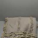 Ultra Soft Pre-Washed Quilted Boho Beige Twin Size Blankets for Bed, Ruffle Fringed Decorative Throw, Stone Washed Chic Rustic Blanket for Sofa Couch Bed, 60"*80"