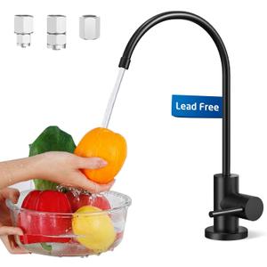 KES Lead-Free Drinking RO Water Faucet for Kitchen Sink (Food Grade Stainless Steel), Reverse Osmosis Faucet, Water Filter Faucet for RO Water Filtration System, Non-Air Gap, Black, Z506LF-BK