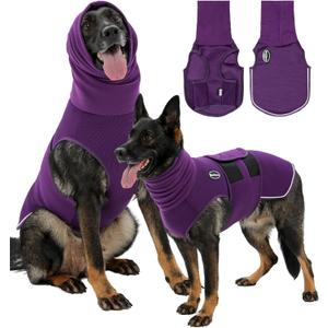 Meifsou Dog Anxiety Vest with Hood, Skin-Friendly Thunder Jacket for Dogs, All-in-One Dog Calming Shirt with Hood for Thunder, Fireworks, Separation - Keep Pet Calm Without Medicine (Purple, XXX-Large)