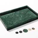 YMXYJM Real Natural Marble Tray for Bathroom, Genuine Marble Stone Vanity Tray, Luxury Storage Trays for Kitchen, Vanity, Home Decor, Dresser, Non-Resin/Non-Ceramic, 12"x 8"x 1.2", Dark Green
