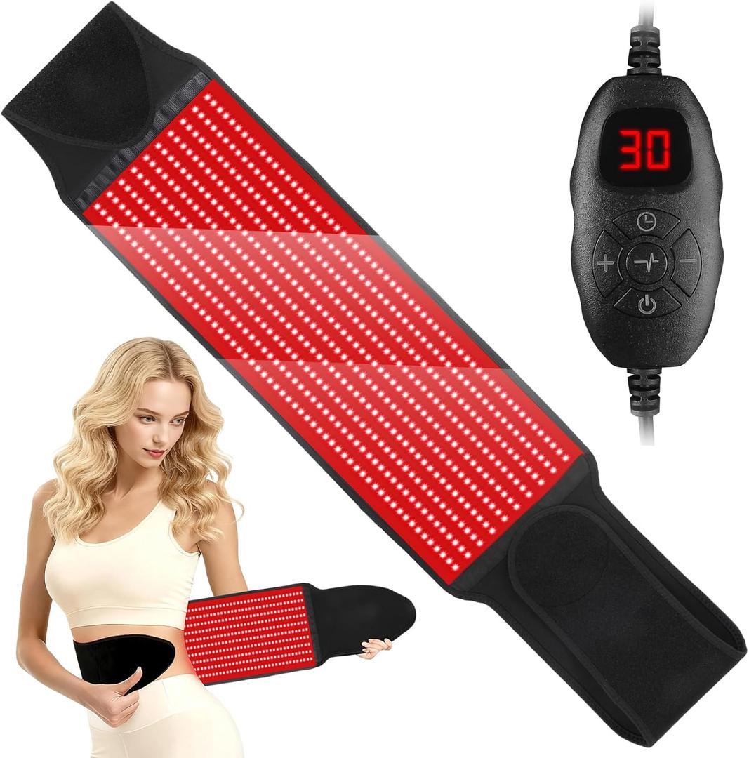 Red Light Therapy for Body, Infrared Light Therapy for Shoulder Waist Muscle, Upgraded 3 in 1 Led Beads, 660nm Red Light & 850nm Near Infrared Light Therapy Belt
