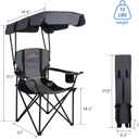 FAIR WIND 2 Pack Portable Canopy Camping Chair 380 LBS Capacity Heavy Duty Oversized Folding Lawn Chair with Sunshade for Beach, Fishing, Sports & Outdoors