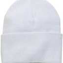 100% Acrylic Beanie Hat Cap - White