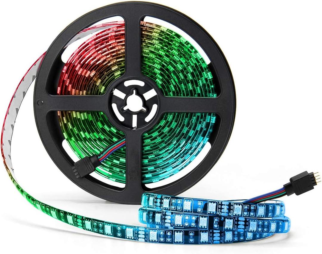 SUPERNIGHT LED Strip Lights, 16.4FT 5M SMD 5050 Waterproof 300LEDs RGB Color Changing Flexible LED Light Strip for Bedroom, TV Back Lighting, Christmas, Valentine's Day (Black PCB)
