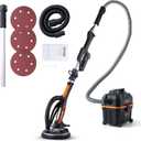 VEVOR Drywall Sander, 800W Brushless Motor Electric Sander, Variable Speed 1000-2300 RPM, Foldable Ceiling Sander with Double-Deck LED Lights, Extendable Handle, 12 Sanding Discs