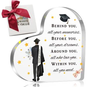 2026 Graduation Gifts for Him, Inspirational Gifts for Son - Behind You Before You Around You Within You, Class Of 2026 Graduation Acrylic Desk Sign for College University Middle High School (J-4)