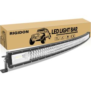 RIGIDON 52 Inch 675W Curved LED Light Bar, Triple Row Flood Spot Combo 67500LM Light Bar Waterproof Driving Boat Offroad LED Work Light for ATV UTV Truck