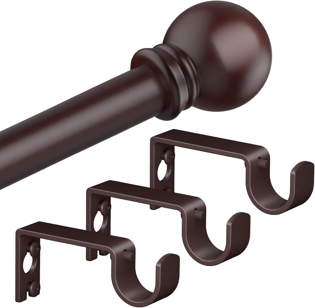 Bronze Curtain Rods for Bedroom with Brackets,5/8 Inch Diameter Small Window Curtain Rod Adjustable 32 to 120 Inches,Easy Install Drapery Rods