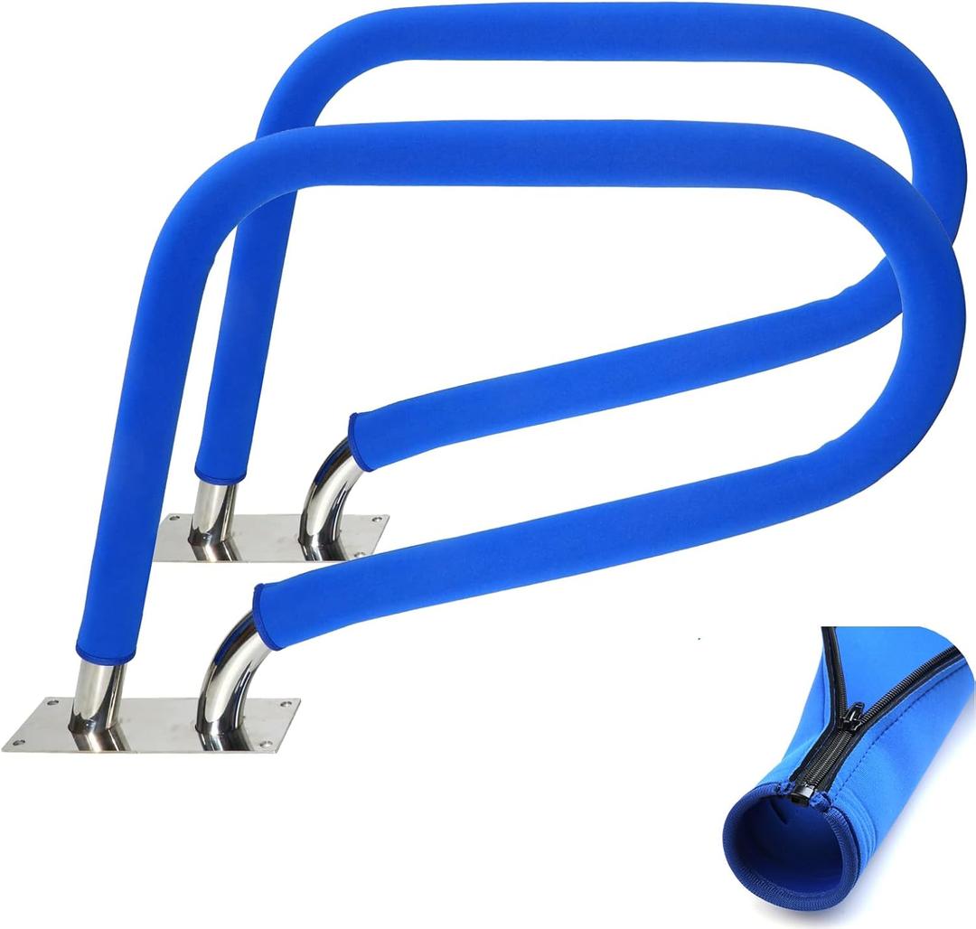 2 Pari Pool Handrail Cover - Slip Resistant Zippered Hand Grip Rail Cover, Safety Rail Grip Sleeve for Inground Swimming Pool Hand Railing Cover(4 feet, Royal Blue)