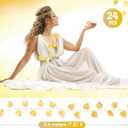 24 Pcs Artificial Golden Leaf Garland Toga Party Leis Decoration 7.87ft DIY Gold Leaf Roman Greek Goddess Costume Accessories Gold Leaves Ribbon for Toga Party Halloween Christmas Wedding