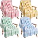 Buryeah 4 Pcs Spring Checkered Throw Blankets, Colorful Plaid Flannel Throws, Soft Cozy Lightweight Decorative Blankets for Couch, Sofa & Home Decor, Spring Gifts, 40 x 50 Inch (Lattice)