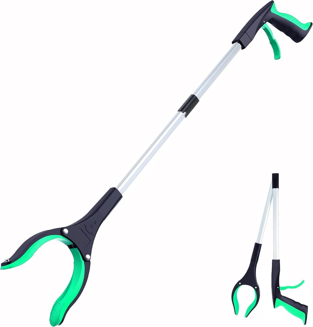 Grabber Reacher Tool - 32 Extra Long Foldable Gripper and Reaching Tool - Heavy Duty Pick Up Stick Grabbers for Seniors, Trash, Surgery Recovery Must Haves Gifts (Green)