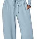 Trendy Queen Women's 2 Piece Matching Lounge Set Long Sleeve Side Ruching Top Wide Leg Drawstring Pants Set with Pockets (Oatmeal Grey), Small