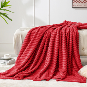 BEDELITE Fleece Blanket Twin Size 3D Ribbed Jacquard Cozy, Fluffy, Plush Lightweight Throw Blankets for Couch, Bed, Sofa(Red, 60x80 inches)
