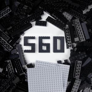 Cabeeskii 560 Pieces Black Classic Building Blocks Bulk with 2 Base Plates, Building Bricks in 7 Size, Compatible with All Major Bricks, for Kids & MOC Lovers