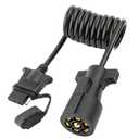 MECMO 7 Way Blade to 4 Way Flat Trailer Adapter Coiled Wiring Harness 5ft Male 7 Pin to 4 Pin Trailer Extension Cord Jacketed Cable, Heavy Duty 18AWG Copper 7 to 4 Wire Trailer Connector Plug 60 inch