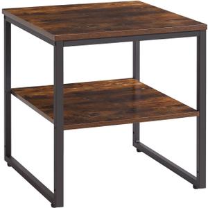Small Table Stand 20 Inch, Multi-Functional Side & Printer Accent Table with Storage Shelf, Rustic Brown YD-TM153H