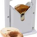 Bagel Slicer, Perfect for Bagels, Safe Grip, Safety Shield, Bagel Cutter Stainless Steel, Universal Slicer (White)