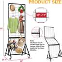 Rectangle Gridwall Panel Display Stand, Heavy Duty Foldable Gridwall Panels, Grid Wall Panels Movable Art Display Shelf with Triangle Base and Braked Wheels (2)