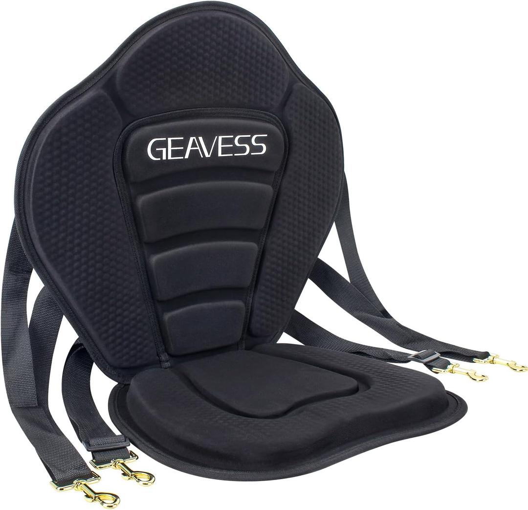 Kayak Seat, Universal Adjustable Kayak Seat with Back Support, Kayak Replacement Seat, Detachable Paddle Board Seat Fishing Boat Seat for Kayaking, Sup and Canoe (1 Pack Black)