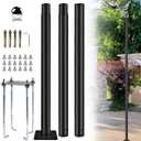KAXIWEI Street Light Pole, Galvanized Heavy-Duty Metal Solar Street Lamp Post for Outdoor Adjustable Street Courtyard Porch Exterior Patio Flag Lighting Fixtures with Mounting Rebar Cage (10 Ft & 3m), 10Ft Tall Outdoor Street Light Pole