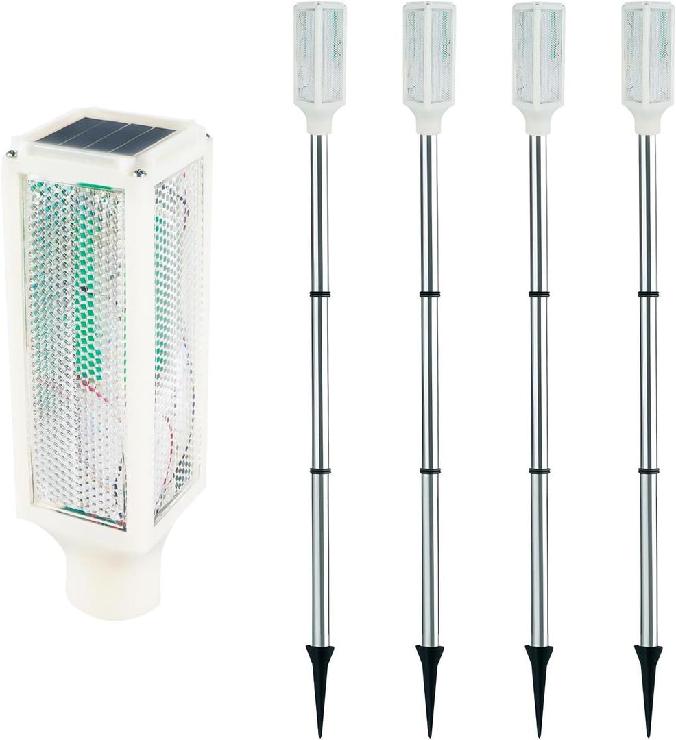 Aolyty Solar Lights Outdoor, Waterproof Driveway Markers Reflective, Warning Flash Light with 2 Lighting Modes, LED Solar Light 4 Pack for Parking Lots, Yard, Sidewalk, Stop Sign, 30 Inches (White)