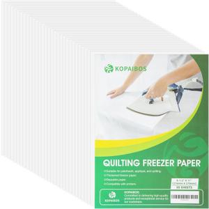 KOPAIBOS Freezer Paper Sheets for Quilting & Crafts  8.5x11 Inches, 30 Sheets  Heavy Duty, Laser & Inkjet Printable Wax Paper for Quilters, Applique & Sewing Projects