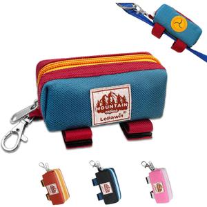 Dog Poop Bag Holder for Leash, Zippered Dog Poop Bag Dispenser Pouch with Metal Carabiner Clip, Durable Canvas Dog Walking Waste Bag Holder