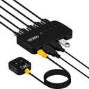 USB Switch 4 in 4 Out, USB Switcher Selector 4 Port for 4 Computer Share 4 Devices Keyboard Mouse Printer Scanner with Desktop Controller and Cables