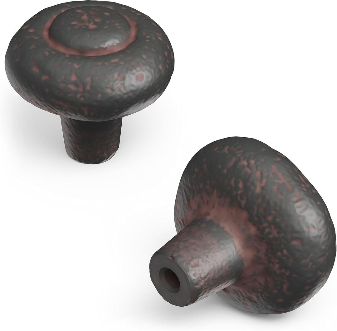 Hickory Hardware 10 Pack Solid Core Kitchen Cabinet Knobs, Luxury Cabinet and Dresser Knobs, Handle Pulls for Doors & Drawers, 1-1/4 Inch, Rustic Iron, Refined Rustic Collection