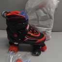 NEMONE Roller Skates for Boys Kids Ages 4-6 5-8 6-12 8-12 with 4 Sizes Adjustable Light up Wheels, Todder Beginner Rollerskates Indoor Outdoor Sports Black Red M