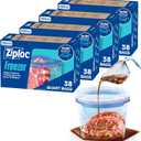 Ziploc Quart Food Storage Freezer Bags, 152ct Total, Stand-Up Bottom, Easy to Fill, 38 Count, 4 Pack
